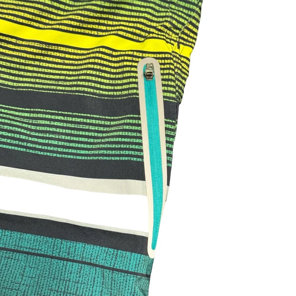 ZeroXposur Swim Trunks Men S NWT Teal Koa Striped Board Short Lined Beach Travel